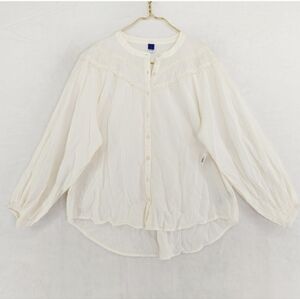NWOT Old Navy Cream Embroidered Boho Peasant Poet Blouse Size Large
